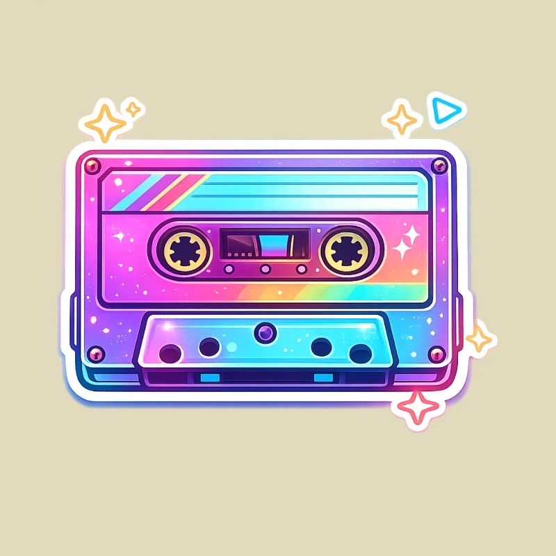 Neon Regenbogen Kassette Sticker