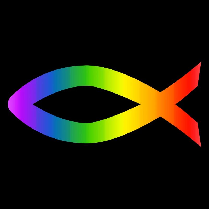 Ichthys Rainbow Christian Symbol Fish