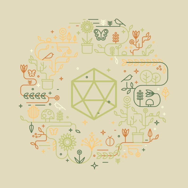 Polyhedral D20 Dice Monogram Doodle