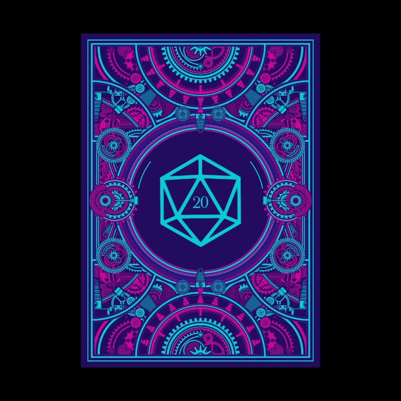 Synthwave Polyhedral D20 Dice Retrowave Steampunk
