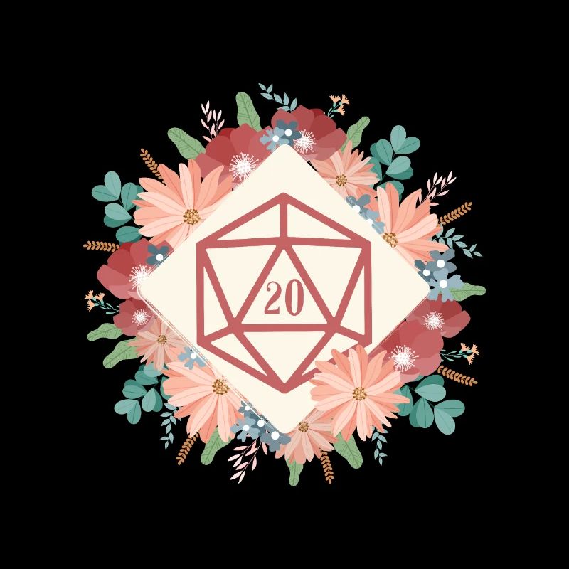 Polyhedral D20 Dice Floral Tabletop RPG