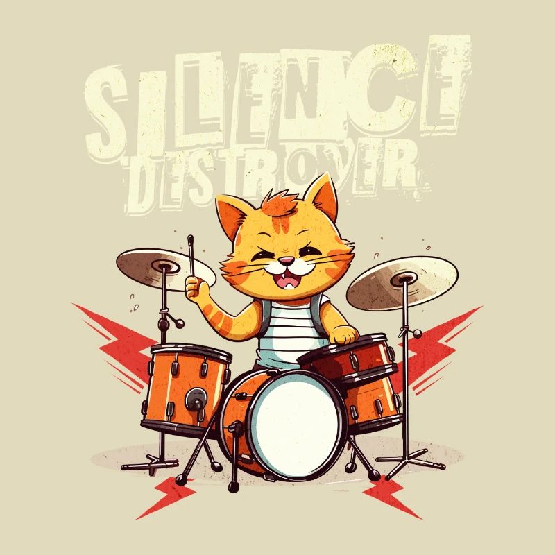 Drums Drums Silence Destroyer Cat Funny