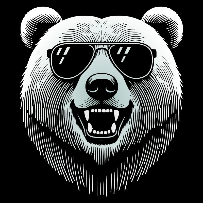 Cool bear head with sunglasses