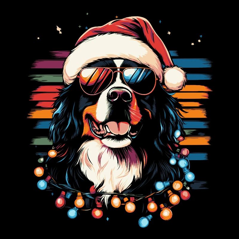 Bouvier bernois avec lunettes de soleil chapeau de Noël