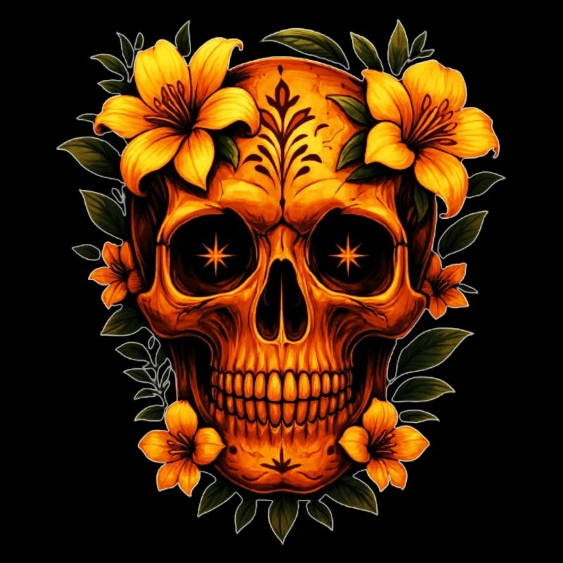 Crâne avec des fleurs