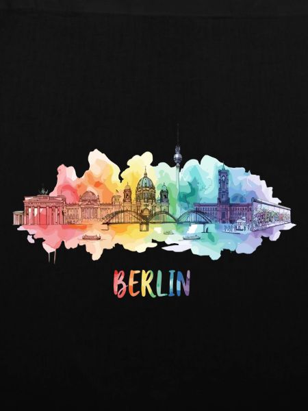 Berlin Skyline Regenbogen Aquarell