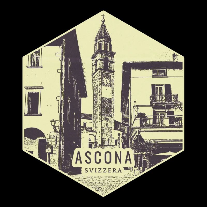 Ascona City Scene Vintage Stamp
