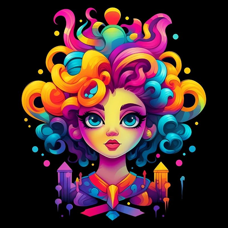 Fille de dessin animé colorée