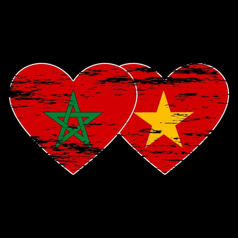 Maroc Vietnam drapeau coeur utilisé