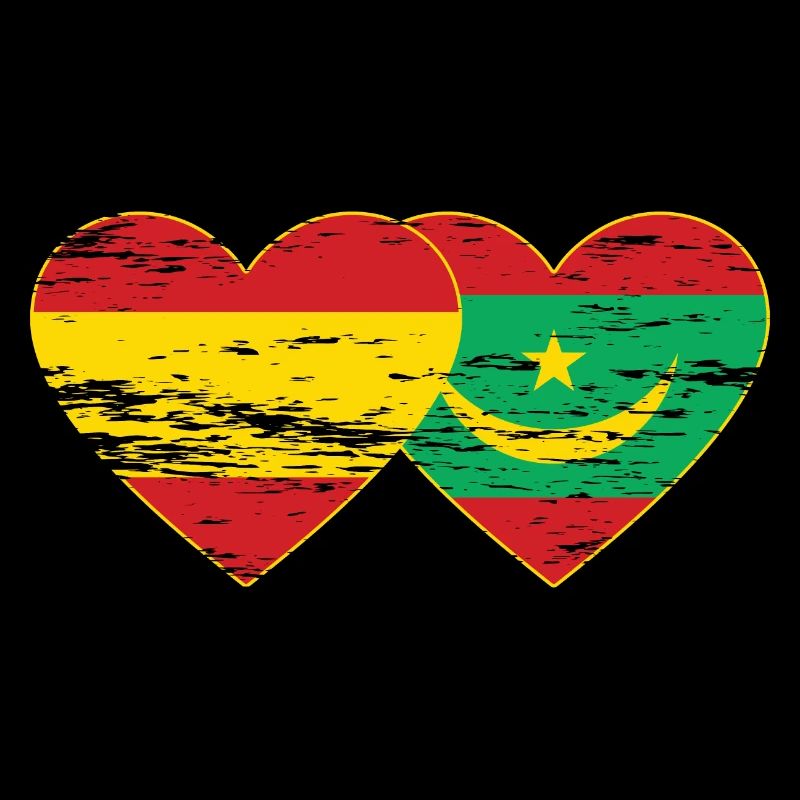 Espagne Mauritanie Drapeau Coeur utilisé