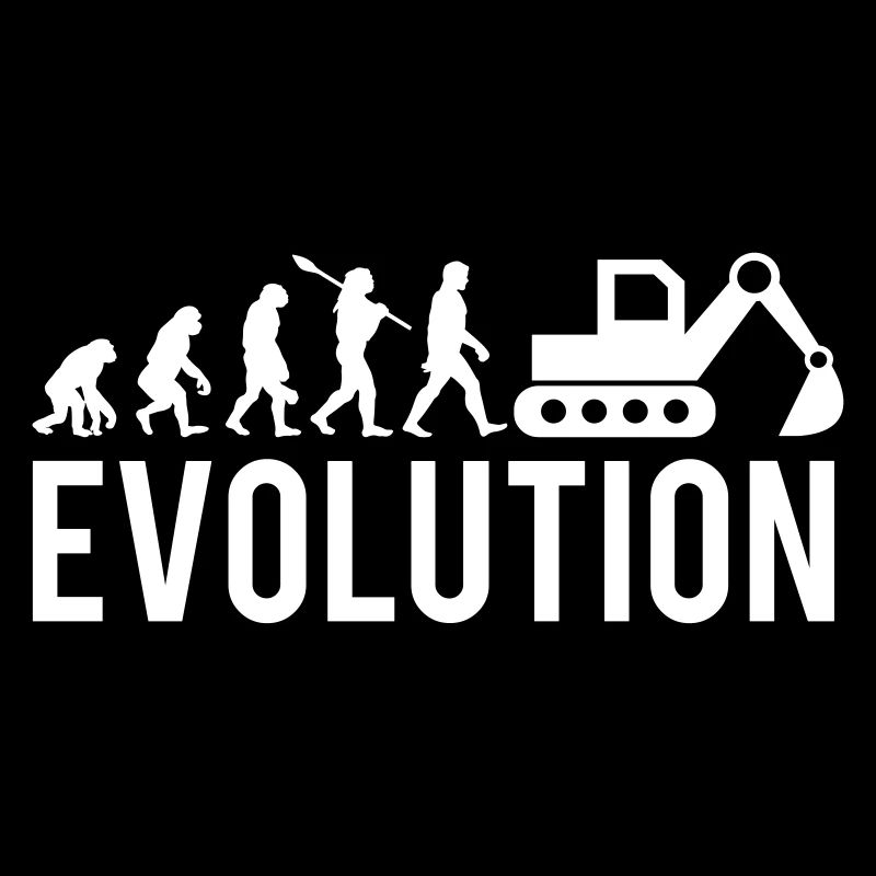 Bagger Baustelle Baggerfahrer Bau lustig Evolution