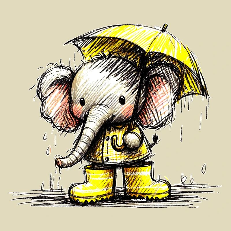Elefant im Regen