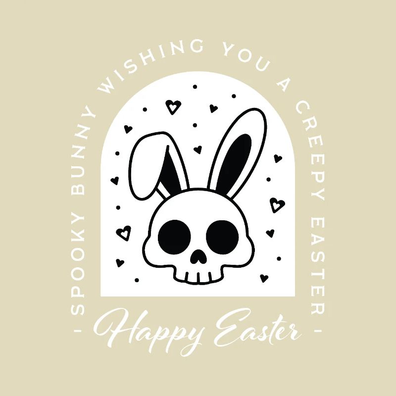 Creepy Happy Easter bunny skull gothic aesthetic