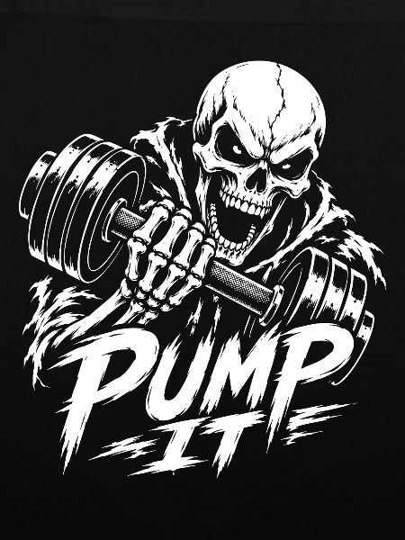 Skelett mit Hantel: Pump It