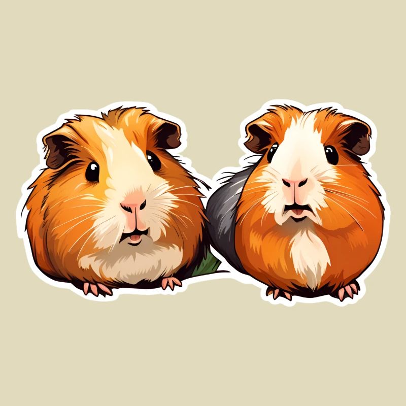 Illustration d’autocollant de cochon d’Inde mignon - Cochons d’Inde