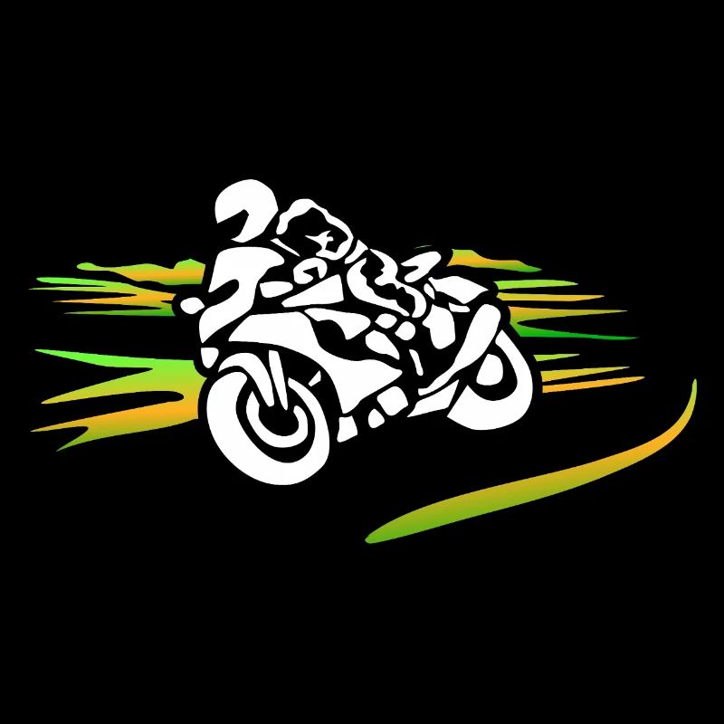 Motorcycle Silhouette Colored Stripes