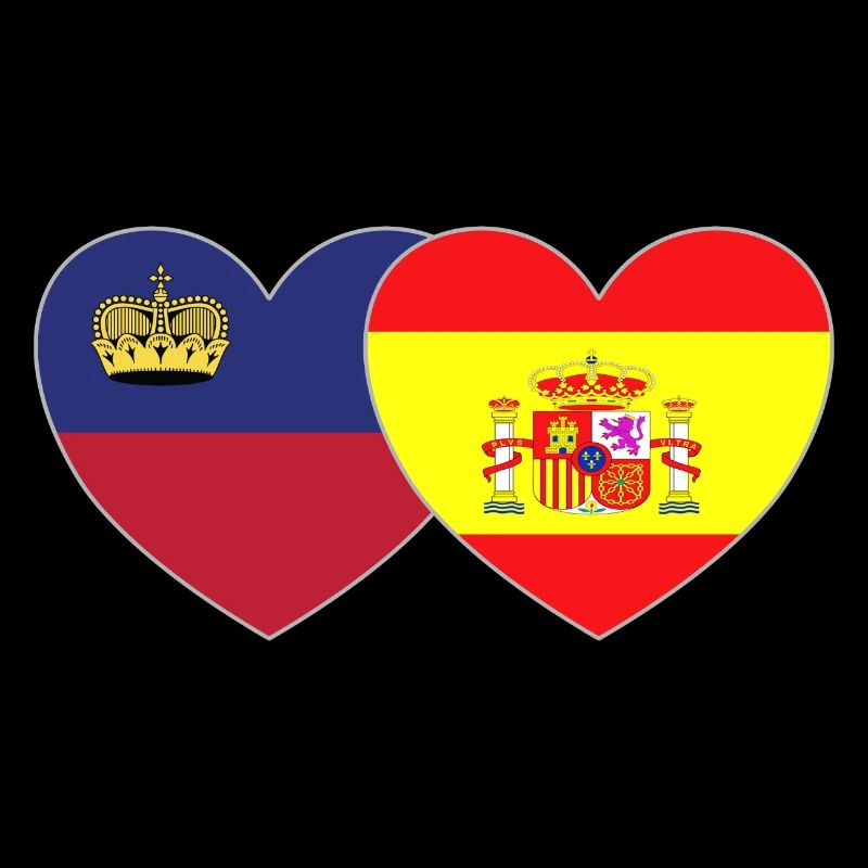 Liechtenstein Espagne Drapeau Coeur