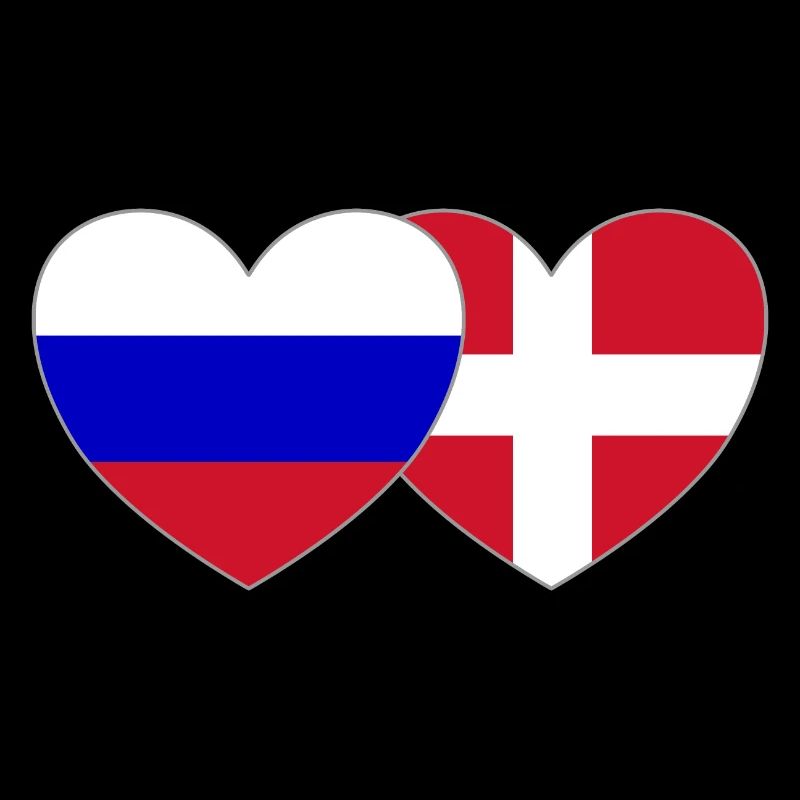 Russie Danemark Flag Coeur