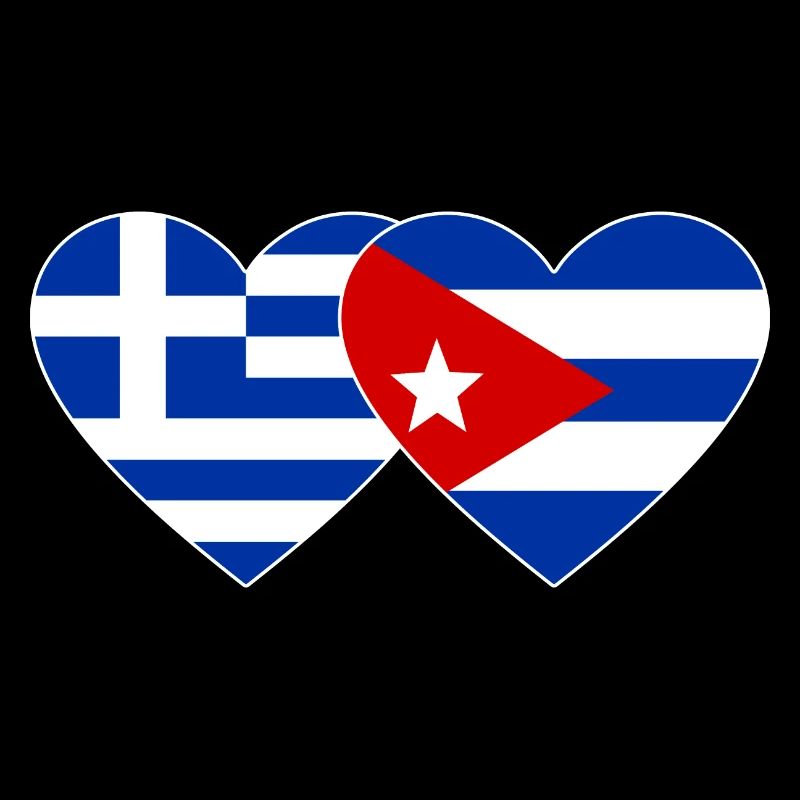 Grèce Cuba Drapeau Coeur