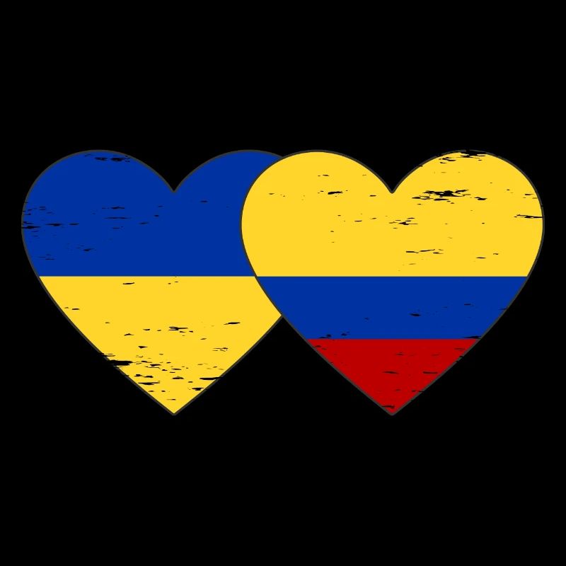 Ukraine Colombie Drapeau Coeur Utilisé