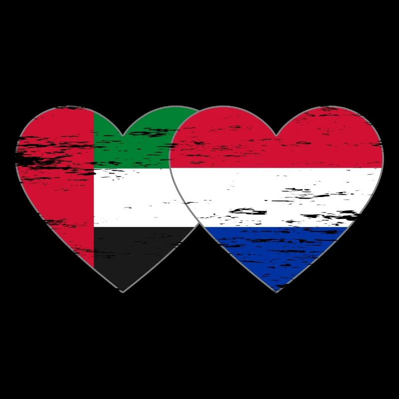 Émirats arabes unis Hollande Drapeau Coeur