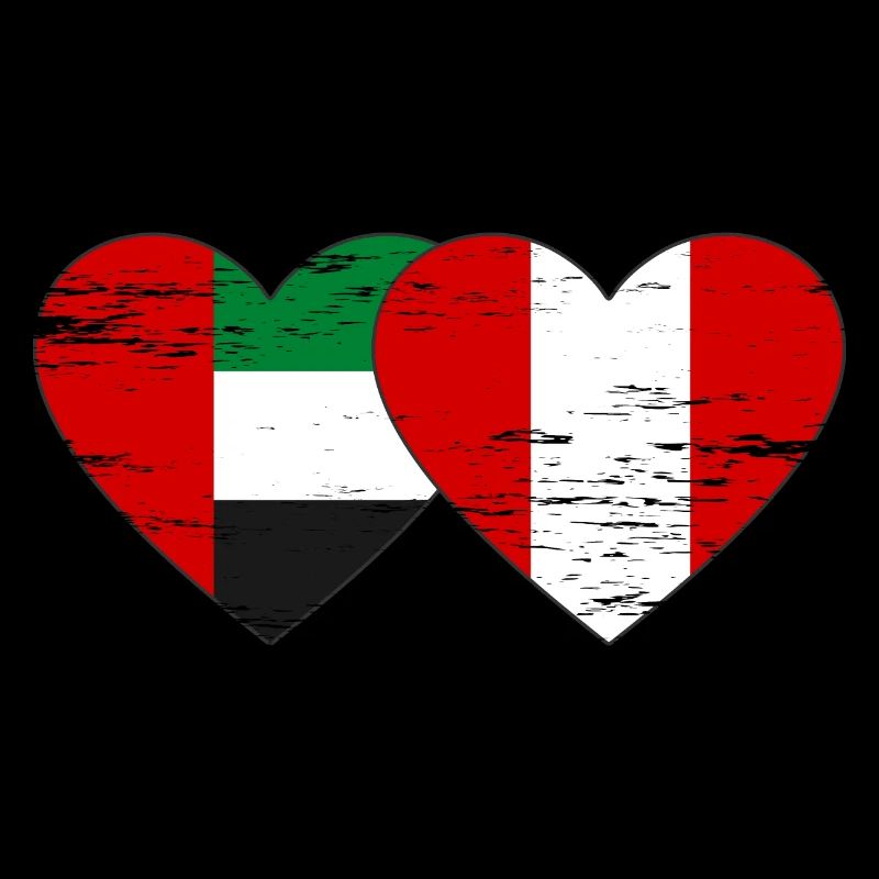 Émirats arabes unis Pérou Drapeau coeur utilisé