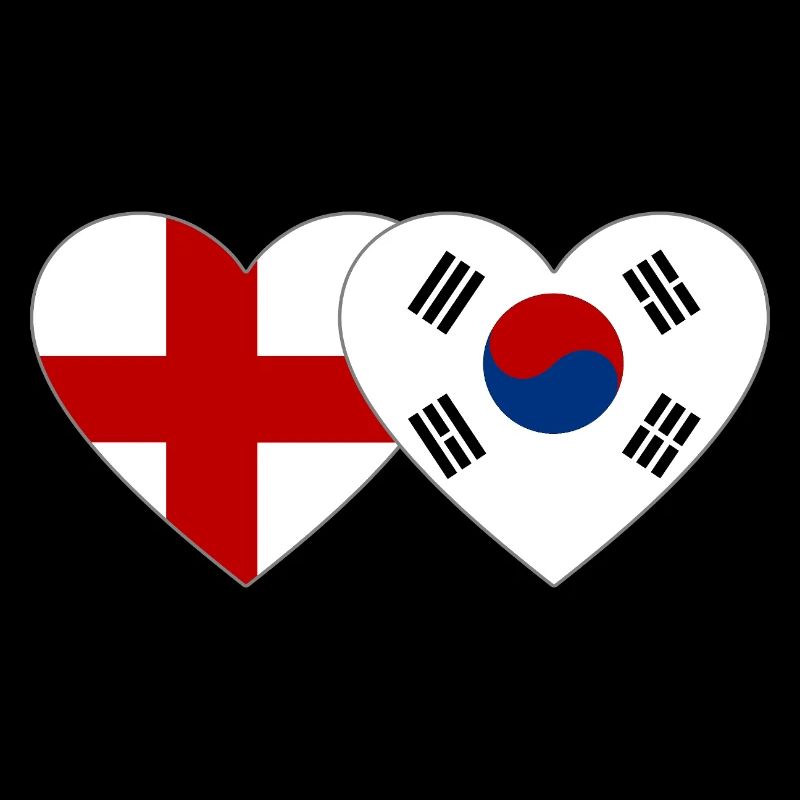 Angleterre Corée du Sud Drapeau Coeur