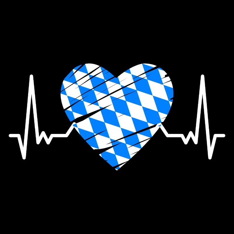 Drapeau de Bavière Heartbeat Drapeau de Bavière Vintage
