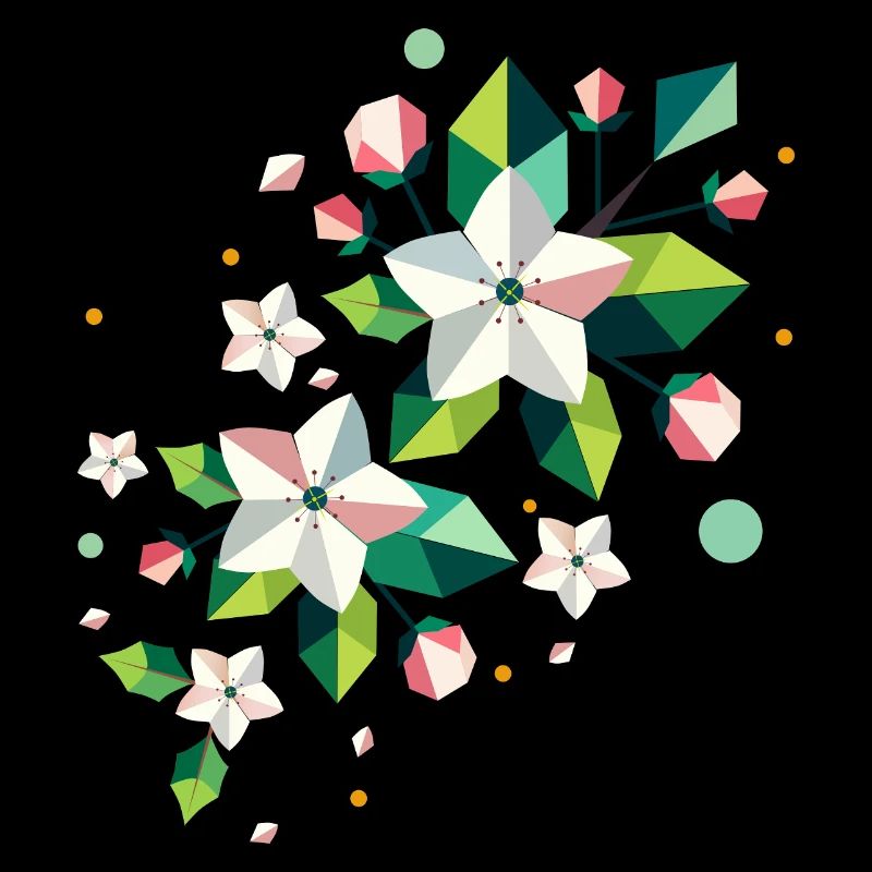 Branche de pommier de fleur de printemps géométrique