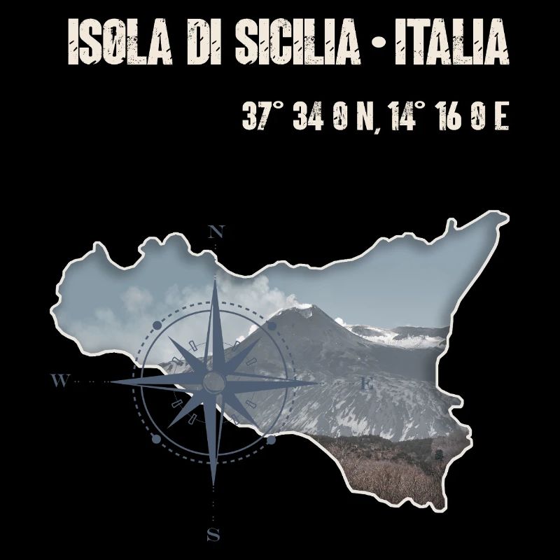 Isola di Sicilia Design Compass et Etna