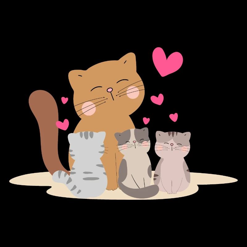 Mutter Katze mit ihren Kätzchen mit so viel Liebe!