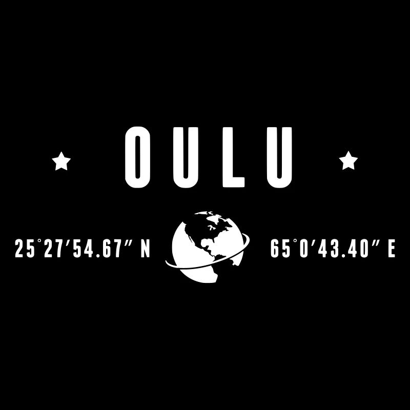 Oulu Coordonnées GPS Typographie Blanc