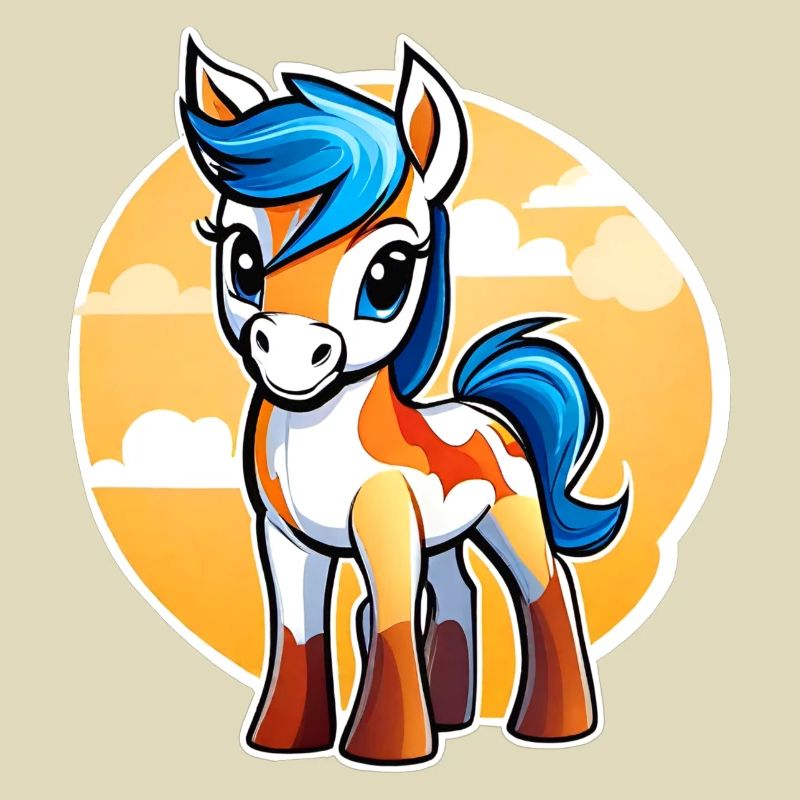 Mignon petit cheval avec du soleil