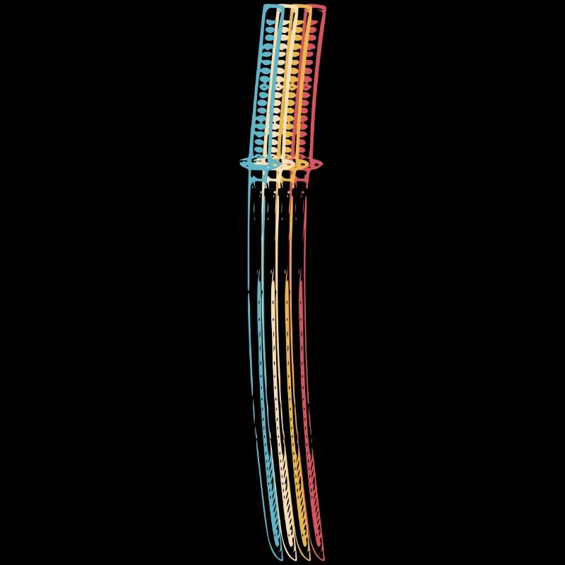 Samurai Japan Katana Ninja Sword rétro Vector 2