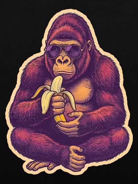 Gorilla Mit Sonnenbrille Isst Banane