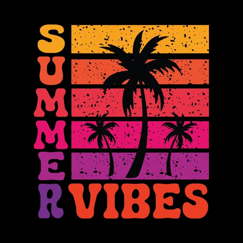 Summer Vibes Palm Trees Retro Sun Beach