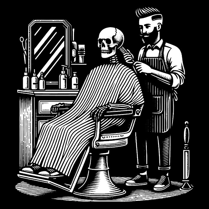 Skelett beim Barbier