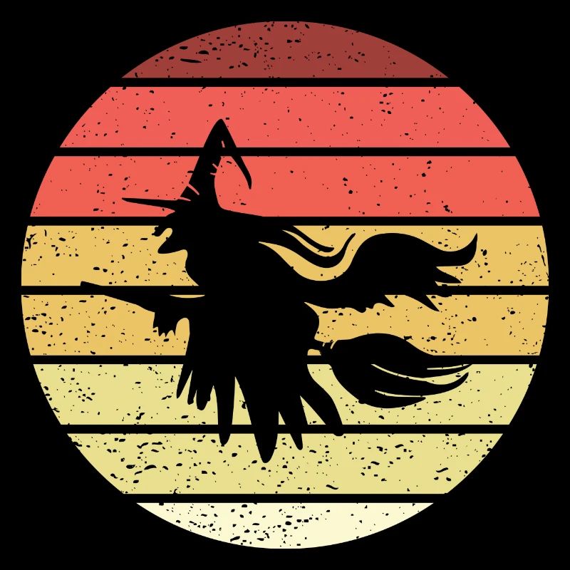Witch's broom Helloween Retro Style Vintage