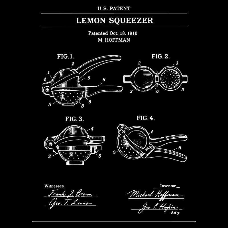 Art au trait de brevet Lemon Squeezer
