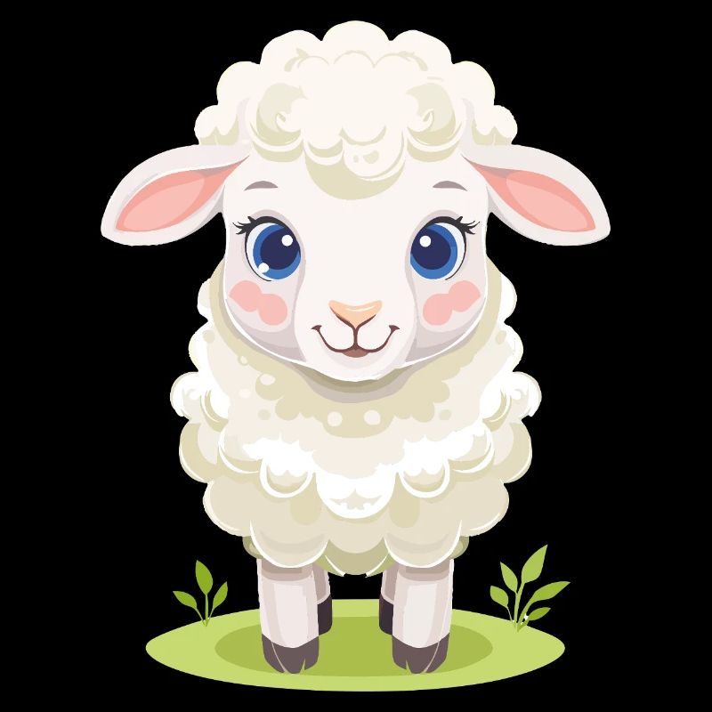 Cuddly lamb on green pasture