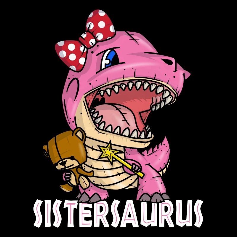 Cute Sistersaurus Dinosaur with Teddy Bear