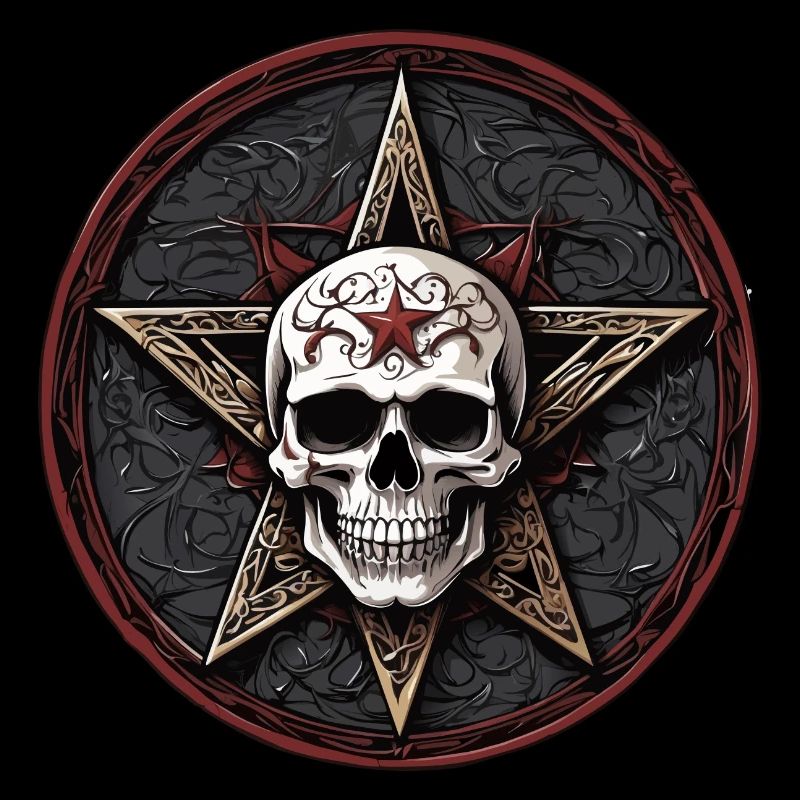 Totenkopf mit Pentagramm in Gothic Style