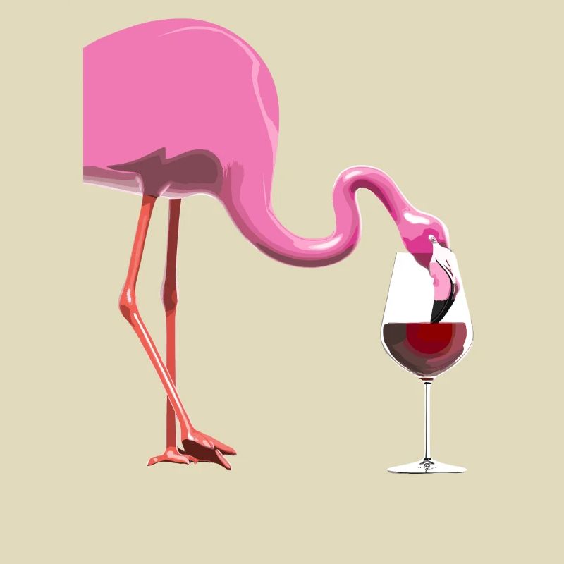 Flamingo mit Weinglas