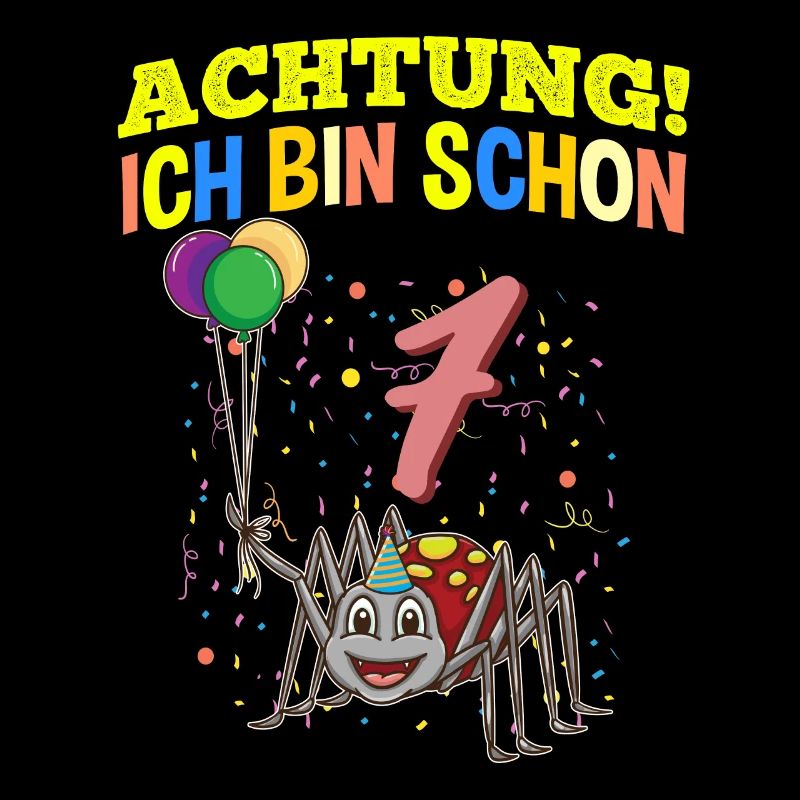 Achtung Ich Bin Schon 7 Tier Geburtstag Spinne