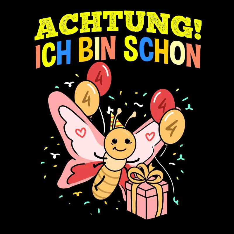 Achtung Ich Bin Schon 4 Geburtstag Schmetterling