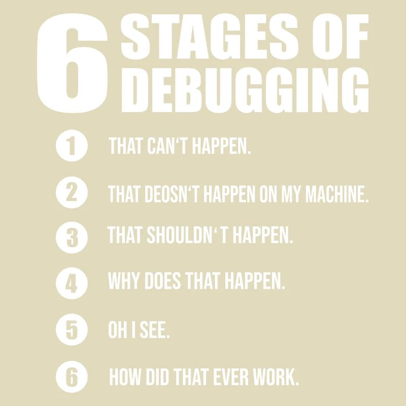6 stages debugging computer scientist developer coder