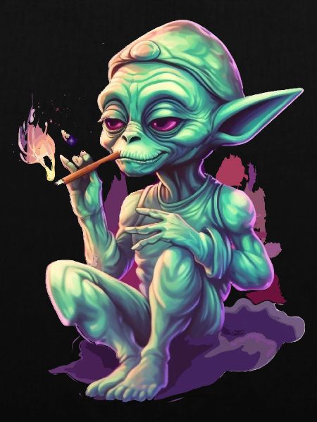 Witziger Alien mit Joint