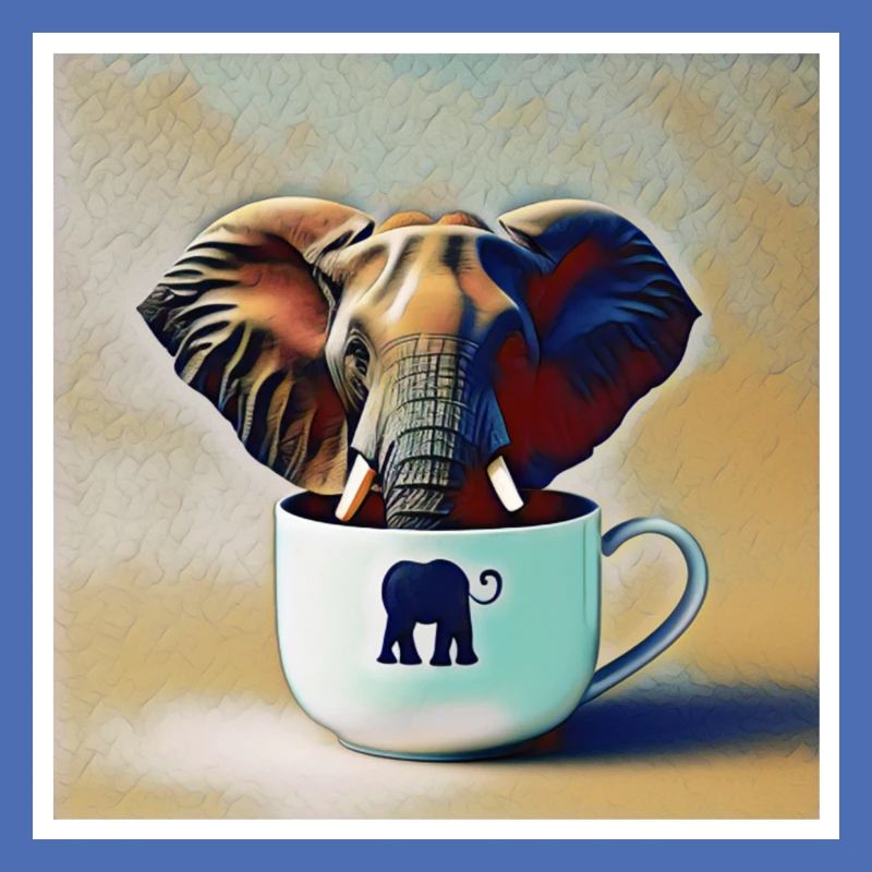 Elephant drinking a coffee