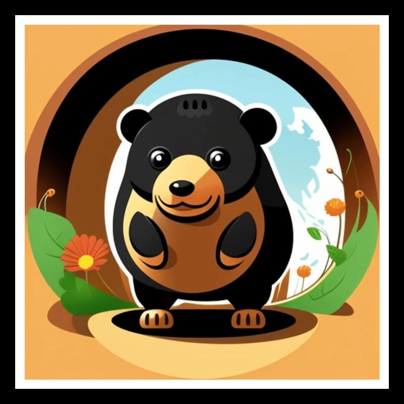 Une taupe se tient devant sa tanière