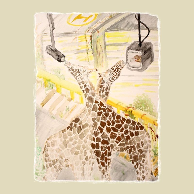 Giraffe im Neon-Transit